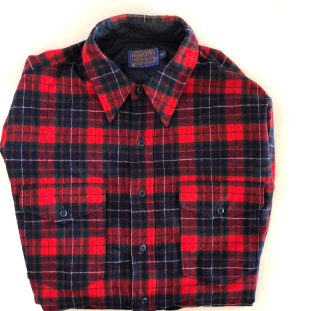 Pendleton Virgin Wool Plaid Vintage Long Sleeve Long - Picture 2 of 11